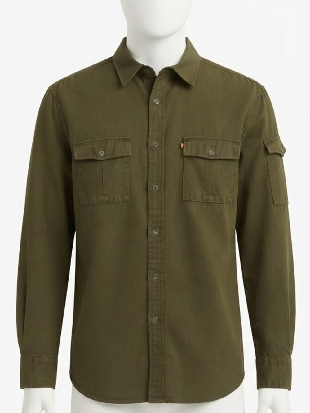 Dockers Men’s Large Olive Green Utility Cargo Shacket Cotton Sample Piece